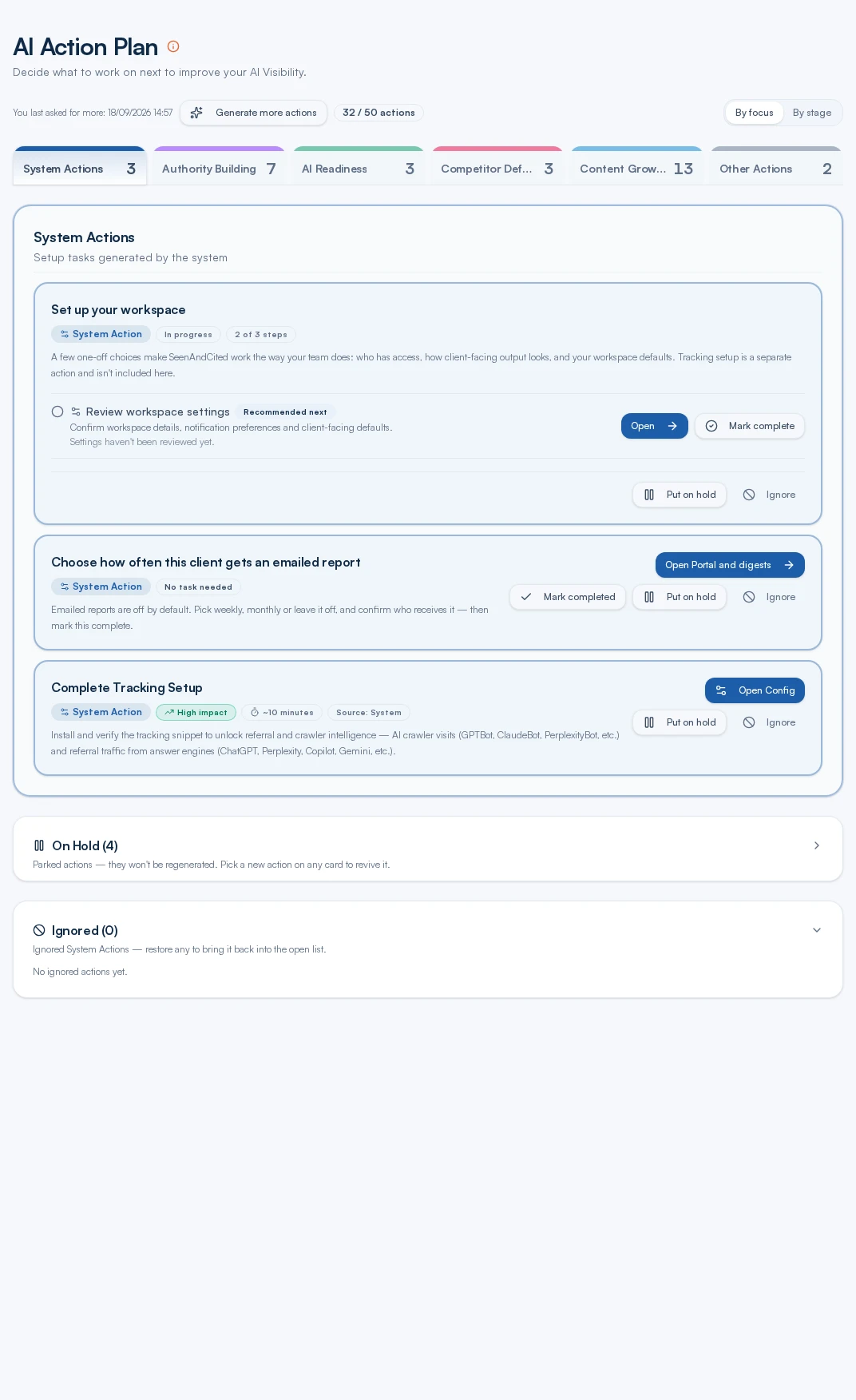 SolarX.com AI Action Plan, System Actions, light theme